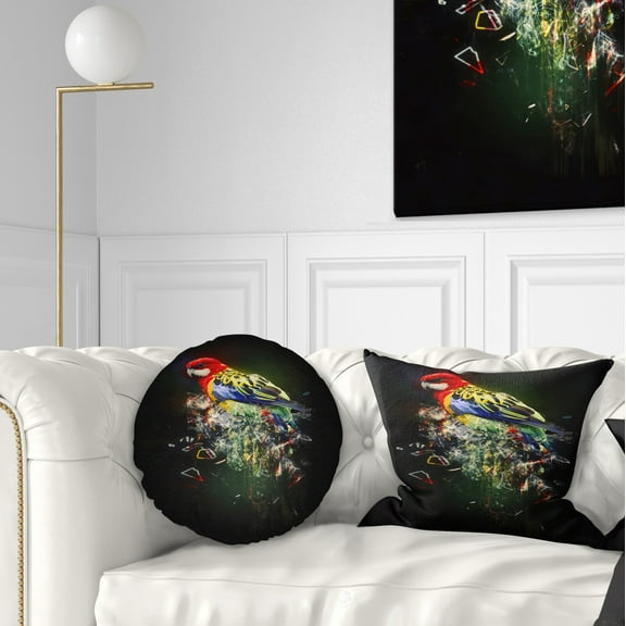 Designart Fantasy Parrot on Branch - Animal Throw Pillow - 12x20