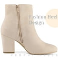 thumbnail image 4 of Unique Bargains Women's Round Toe Chunky Heels Ankle Boots Beige 9, 4 of 6