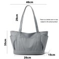 thumbnail image 2 of Bolso grande de lona para mujer, bolso de hombro informal con cremallera y bolsillo para viajes, playa, trabajo, compras, 2 of 7