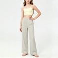 thumbnail image 6 of nerohusy Kids Wide Leg Pants Girls Elastic High Waisted Sports Pants Casual Solid Full Length Leg Pants with Pockets 14-15 Years, 6 of 6