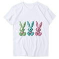 thumbnail image 4 of Hfnxid Easter Shirts for Women Colorful Floral Funny Rabbit Graphic T-Shirts Outdoor Happy Easters Day Tops Outdoor Daily Tees White XXL, 4 of 5