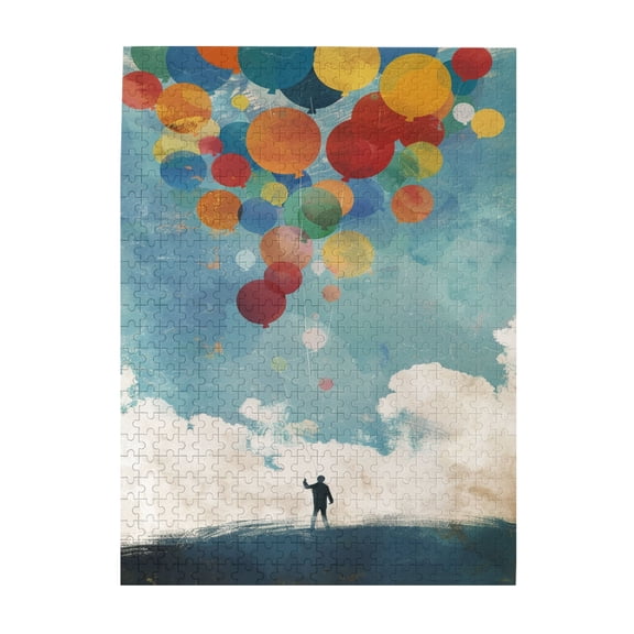 500 PCS The Man Who Released The Balloon 500 Piece Funny Jigsaw Puzzles,Puzzles Suitable For Entertaining With Family During Holidays,Unique And Beautiful Wooden Puzzle,Relax Yourself