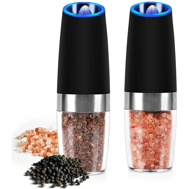 Electric Salt and Pepper Grinder Set, Automatic Electric Pepper Mill Spice Grinders Adjustable Coarseness Battery Powered Salt and Pepper Shaker for