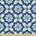 thumbnail image 2 of Ambesonne Moroccan Fabric by the Yard Upholstery, Floral Detail, 1 Yard, Turquoise Dark Blue, 2 of 5