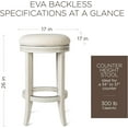 thumbnail image 3 of Maven Lane Eva 26 Inch Tall Counter Height Rotating Backless Barstool in White Oak Finish with Natural Color Fabric Upholstered Seat, 3 of 7