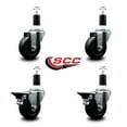 thumbnail image 2 of 3.5 Inch Soft Rubber Wheel Swivel 1-3/8 Inch Expanding Stem Caster Set 2 Brakes, 2 of 2