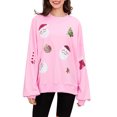 thumbnail image 2 of Rdhnmea Women’s Christmas Sweatshirts Sequin Santa Graphic Long Sleeve Crew Neck Pullovers Oversized Tops Xmas Outfits, 2 of 9