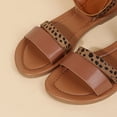 thumbnail image 5 of WIZUTIZ Sandales Plates pour Femmes Sandales de Randonnée Femmes Confortables Sandales de Plage Élastiques à Boucle Bout Rond Talon Bas (1 Pouces-2 Pouces) Moyen Imprimé Léopard Animal Sandales Sorties Offres Vacances Marron, 5 of 5