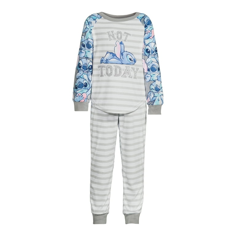 Disney Lilo and Stitch Girls Long Sleeve Top and Pants Velour Pajama Set 2 Piece Sizes 4 12 Walmart