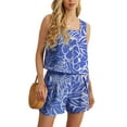 thumbnail image 3 of JWD Women's 2 Piece Square Neck Sleeveless Shorts Casual Set Women's Summer Top FP-Blue Porcelain S, 3 of 9