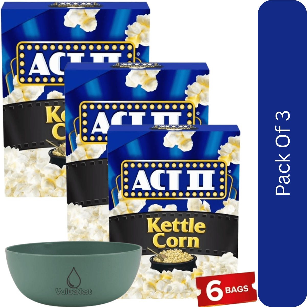 ACT II Sweet and Salty Kettle Corn Microwave Popcorn, 100% Whole