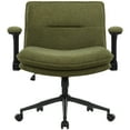 thumbnail image 2 of Criss Cross Chair with Wheels and Flip-Up Arms,Cross Legged Office Chair, Ergonomic Desk Chairs with Fabric Padded, Height Adjustable Wide Seat Swivel Chair for Home Office, Bedroom Vanity, 2 of 8
