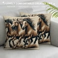 thumbnail image 3 of RUIYC Watercolor Arabian Horses Brown Brush Classic Equestrianism Horse Pillowcase Short Plush White, 3 of 5