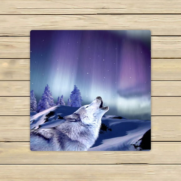 BSDHOME Serviette Animale, Loup Hurlant dans la Forêt Serviette à Main Bain Salle de Bain Douche Serviettes Serviette de Plage 13x13 Pouces