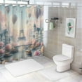 thumbnail image 6 of Shangniulu Pink Shower Curtain, Blush Tone Atmosphere Dreamy Paris with Flowers Balloons and Eiffel Tower, Cloth Fabric Bathroom Decor Set with Hooks, 6 of 6