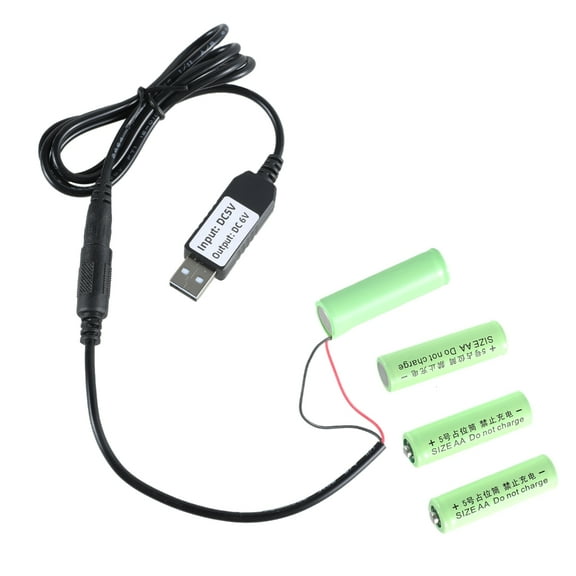 WINDLAND USB AA LR6 Battery Eliminators Replace Kit 5V to 6V Boost Power Supply Converters 4Pcs 1.5V AA LR6 Connect Cable