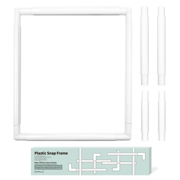 HAND U JOURNEY Ensemble de Cadres à Clip Universel 3 en 1 17 Pieds'x17 Pieds', 17"x11 Pouces, 11"x8" Ensemble de Cadres à Clip Carrés Rectangulaires en Plastique pour Broderie, Quilting, Point de Croix, Aiguille de Poinçon, Soie