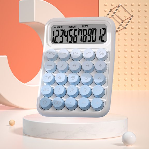 Bgliely Blue Portable Scientific Calculator for Students with 12-Digit Display, Mini Body, Plastic Keys, and Non-Slip Bottom Pad