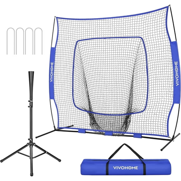 SPECSTAR Filet d'Entraînement de Baseball et Softball 7 x 7 Pieds avec Zone de Frappe, Cible et Sac de Transport pour Frapper et Lancer