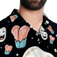 thumbnail image 5 of Tiny teeth Men's Casual Printed Button Down Short Sleeve Poplin Hawaiian Beach Shirt with Spread Collar Tops, 5 of 6