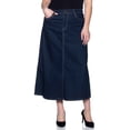 thumbnail image 5 of Fashion2Love Women's Plus Size Mid Rise A-Line Long Jeans Maxi Denim Skirt, 5 of 6