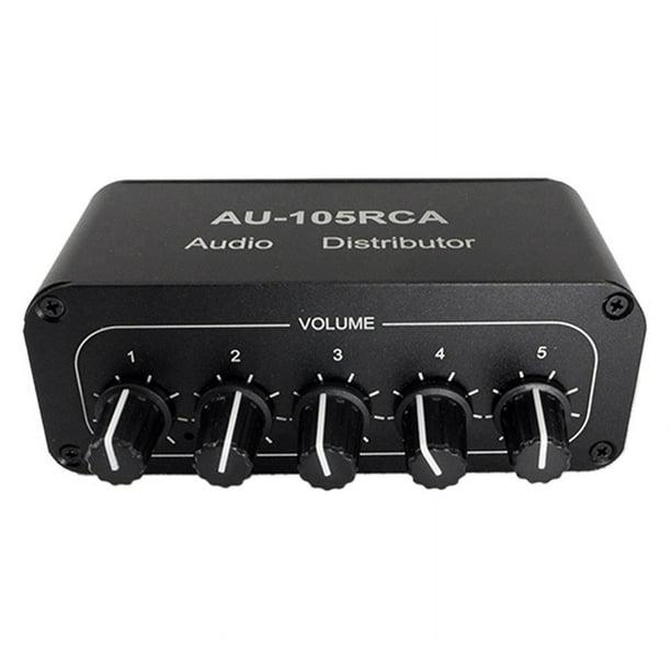 Distribuidor de Audio de 5 Canales Mezclador de Audio EstéReo 1 Entrada 5 Salidas Divisor RCA para Amplificador de Potencia Audio Activo