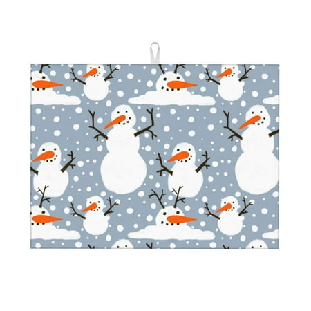 

Zeuib Happy Snowmen Snowfall Dish Drainer Kitchen Counter Kitchen Drying Mat Heat Resistant Drainer Mats Easy to Clean Dish Rack Pad