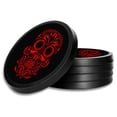 thumbnail image 1 of Silicone Non-Slip Drink Coasters with Removable Printed Absorbent Felt Pad - Set of 4 - Red Sugar Skull, 1 of 3