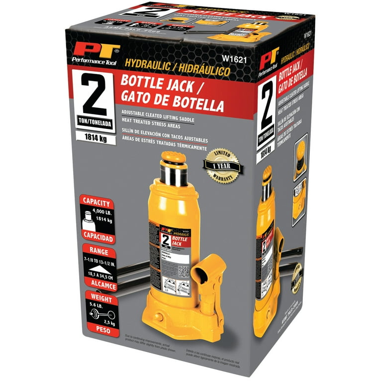 Performance Tool, Hydraulic Bottle Jack, 2-Ton, 4000 lbs, Heavy