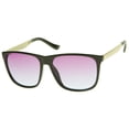 thumbnail image 2 of sunglassLA Unisex Modern Horn Rimmed Gradient Colored Lens Metal Temple Square Sunglasses (Black / Pink) - 56mm, 2 of 4