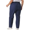 thumbnail image 3 of Agnes Orinda Women's Plus Size Pants Straight Leg Drawstring Elastic Work Trousers 1X Navy Blue, 3 of 4