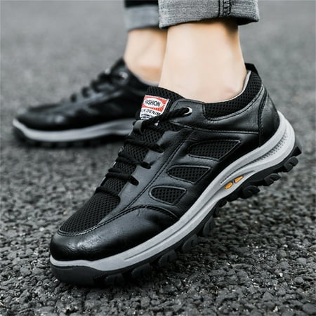 

Mens Shoes Summer Large Size Casual Hollow Out Breathable Mesh Lace Up Casual Shoes Running Sneakers Black 10.5