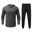 thumbnail image 1 of Men‘s Pure Color Lightweight Sweat Absorption Sports Long Sleeve Pullover Sweatshirt Set, 1 of 5