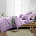 thumbnail image 2 of SGI Bedding 3 Piece Cotton Duvet Cover Lilac Solid 600 Thread Count Oversized King, 2 of 7