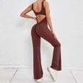 thumbnail image 6 of Women's One-Piece sleeveless jumpsuits sexy hip lift fitness yoga dress U-neck hollow back unitard bodycon solid color soft fabric yoga workout bodysuit Summer 2024, 6 of 7