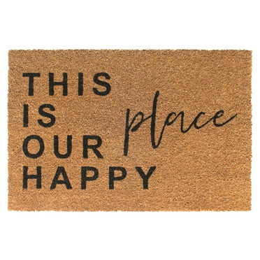 Rugsmith Black Machine Tufted This is Our Happy Place Doormat, 24" x 36"