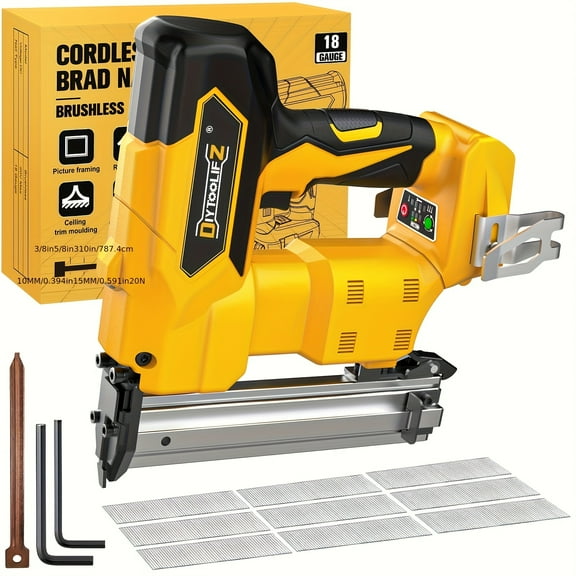Cordless Brad Nailer Compatible with Dewalt 20V Battery: Brushless Electric Nail Gun with 1000 Nials - 2 Mode 18 Gauge Nail Gun,5/8 to 1-1/4 Inch for Upholstery Woodworking Carpentry(Tool Only)