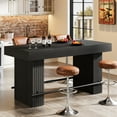 thumbnail image 6 of Tribesigns 63-inch Bar Table, Industrial Counter Height Pub Table with Metal Footrest, Rectangle Home Bar Unit for Living Room, Kitchen, Black, 6 of 10