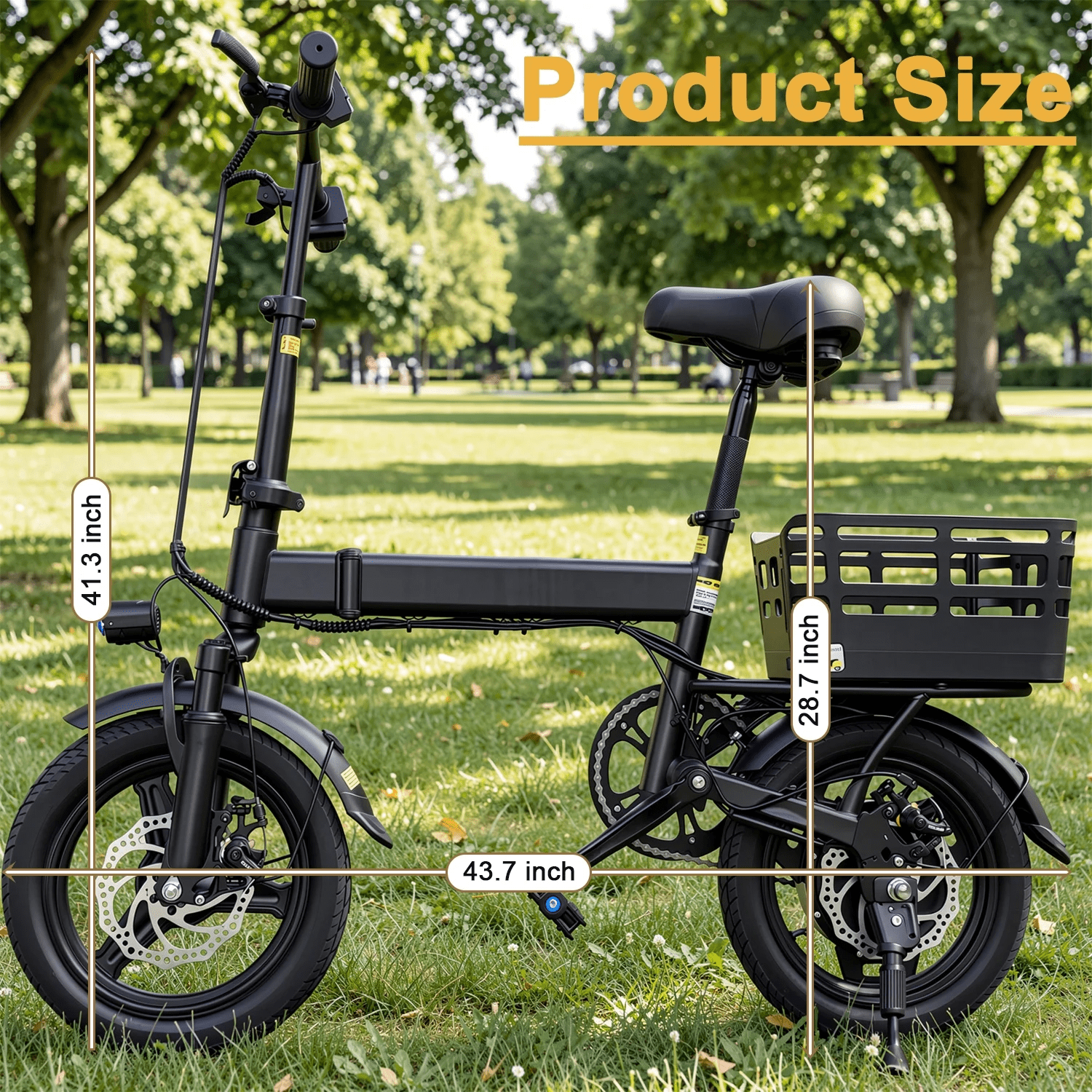 14" Folding Electric Bike for Adults, 500W Commuter Ebike with 350WH Battery, 20MPH & 20 Miles, UL2849, Mini Bicycle with Basket