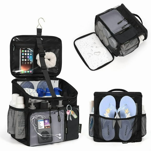 Shower Caddy Portable,Mesh Shower Tote for Bathroom, Gym, Travel, Bath Camping - Quick Dry Hanging Organizer Toiletry Bag with Handle for College Dorm Room, Men & Women