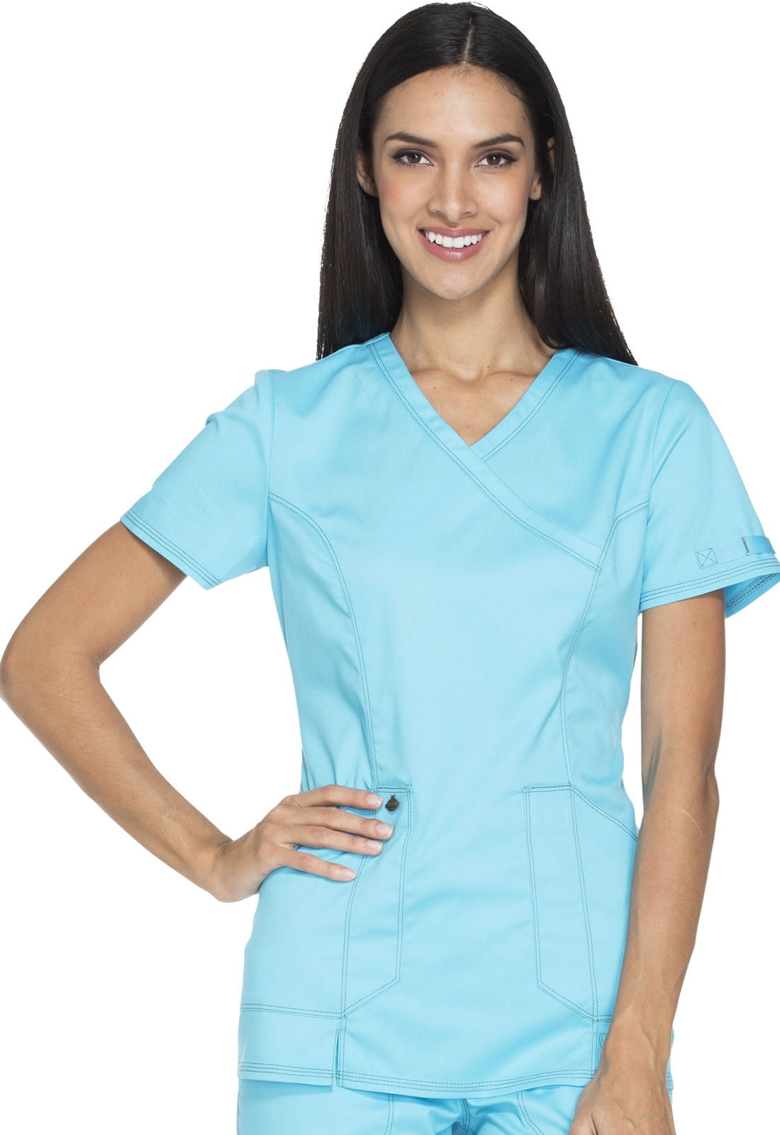 Dickies Essence Medical Scrubs Top for Women Mock Wrap Plus Size DK804