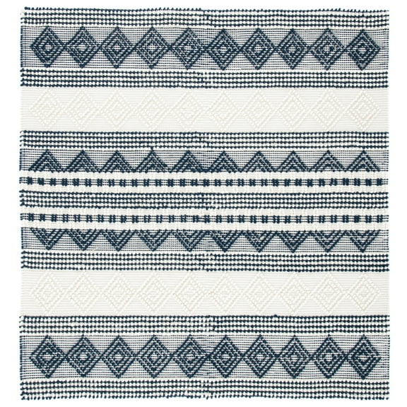 SAFAVIEH Natura Carly Geometric Area Rug, Navy/Ivory, 10' x 10' Square