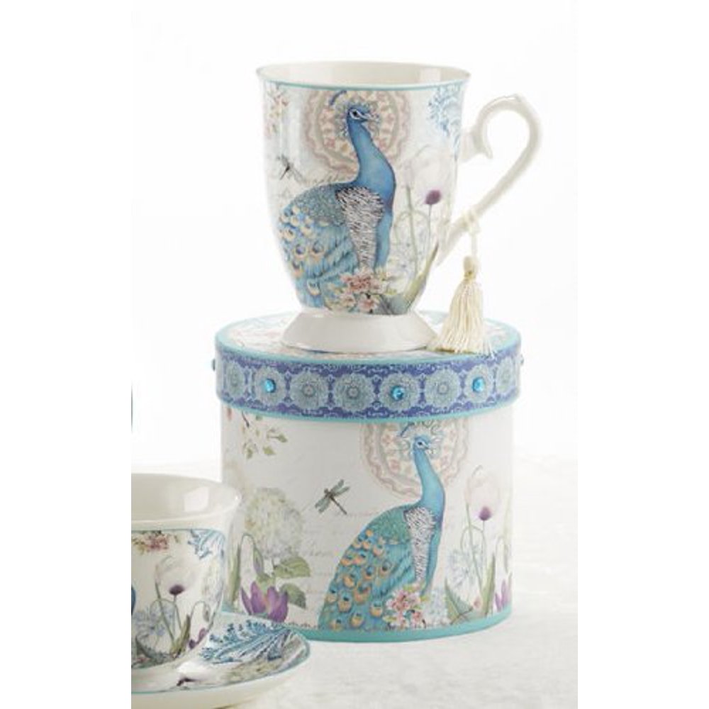 Delton Porcelain Tea and Coffee Mug in Gift Box Peacock