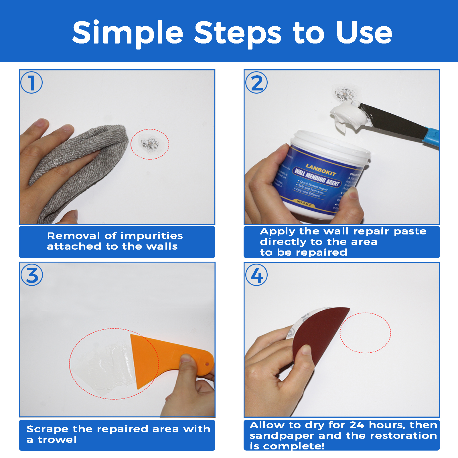Lanbokit Drywall Repair Kit with Spackle & Scraper photo 2
