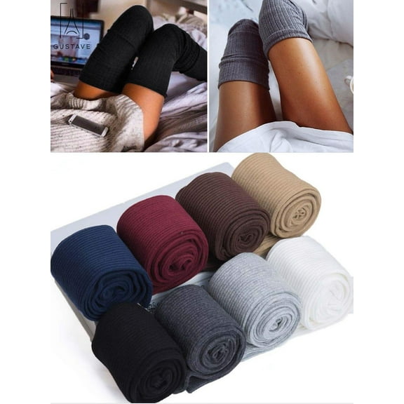 Gustavedesign Women Girls Thigh High Sock Soft Over Knee Extra Long Boot Stocking Legging Warmer Boot Stocks "Navy"