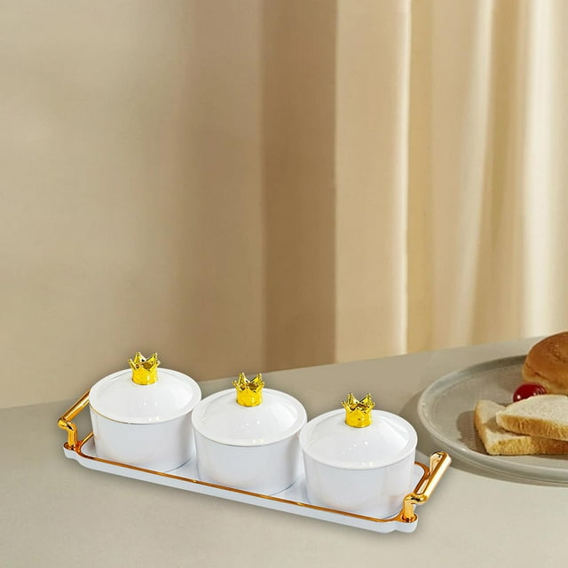 Elodie Assiette de Fruits Secs 3 Compartiments Plat à Collations Boîte de Rangement pour Aliments Pot à Biscuits Plateau à Collations pour Blanc