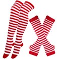 thumbnail image 3 of HNMKIU Extra Long Thigh High Socks and Matching Thermal Knit Set for Winter Warmth and Cozy Comfort Watermelon Red,One Size, 3 of 3