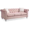 thumbnail image 6 of HomeStock Victorian Virtue Sofa - Pink, 83"L x 34"W x 30"H, Jeweled Tufted Micro Suede Velvet Cover, Pocketed Coil Cushions, Chrome Nailheads, 6 of 9