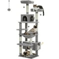 thumbnail image 3 of PAWZ Road Arbre à Chat Tour de 72 Pouces avec Poteaux à Griffer en Sisal et 2 Condos pour Chats d'Intérieur Gris, 3 of 15