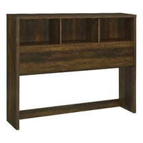 Pemberly Row Transitional 49" Wood Queen Bookcase Headboard in Dark Pine